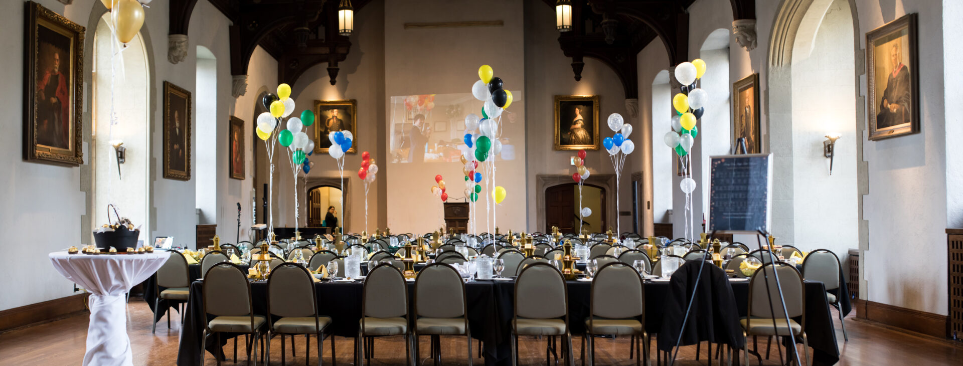 End of the year luncheon tables set up